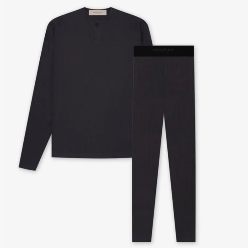 ESSENTIALS FEAR OF GOD - Thermal Henley Set in “Iron” | Size Large (unisex)